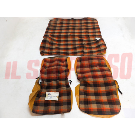 FODERE COPRI SEDILI ANTERIORI POSTERIORI FIAT 127 CL  2P  SCOZZESE ROSSO MARRONE