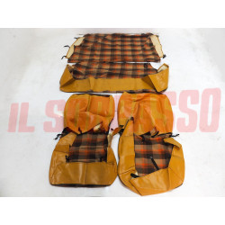 FODERE COPRI SEDILI ANTERIORI POSTERIORI FIAT 127 CL  2P  SCOZZESE ROSSO MARRONE