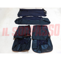 FODERE COPRI SEDILI ANTERIORI POSTERIORI FIAT 127 CL 2P PIED DE POULE BLU NERO
