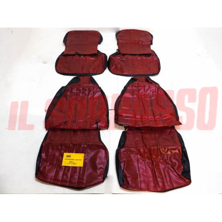 FODERE COPRI SEDILI ANTERIORI POSTERIORI FIAT 127 SPORT IN PELLE ROSSO NERE NOS
