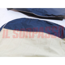 FODERE COPRI SEDILI ANTERIORI + POSTERIORI FIAT 600 1 SERIE BIANCO AZZURRO NOS