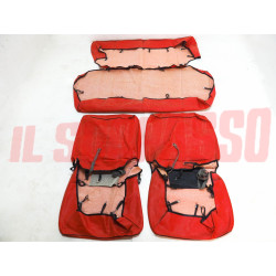 FODERE COPRI SEDILI ANTERIORI + POSTERIORI FIAT 127 2 PORTE MOD. 1974 ROSSE NOS