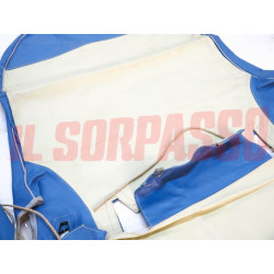 FODERE COPRI SEDILI ANTERIORI + POSTERIORI FIAT 600 1 SERIE CREMA AZZURRO NOS