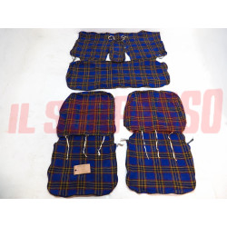FODERE COPRI SEDILI ANTERIORI POSTERIORI LANCIA FLAVIA BERLINA SCOZZESE BLU NOS