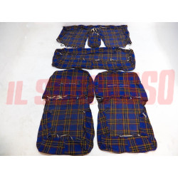 FODERE COPRI SEDILI ANTERIORI POSTERIORI LANCIA FLAVIA BERLINA SCOZZESE BLU NOS