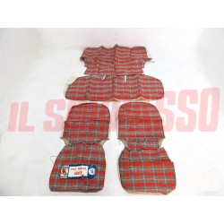 FODERE COPRI SEDILI ANTERIORI + POSTERIORI FIAT NUOVA N D SCOZZESE ROSSE NERE