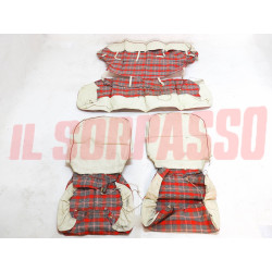 FODERE COPRI SEDILI ANTERIORI + POSTERIORI FIAT NUOVA N D SCOZZESE ROSSE NERE