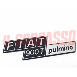 SCRITTA SIGLA PORTELLONE POSTERIORE FIAT 900 T PULMINO ORIGINALE IN ALLUMINIO