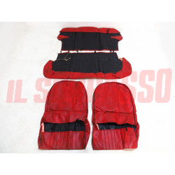 FODERE COPRI SEDILI ANTERIORI POSTERIORI FIAT NUOVA 500 F L PELLE ROSSA NOS