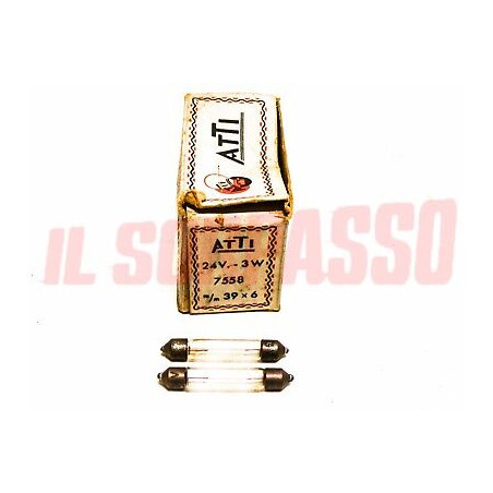 COPPIA LAMPADINE A SILURO ORIGINALI ATTI AUTO CAMION TRATTORE 24 VOLT 3 WATT